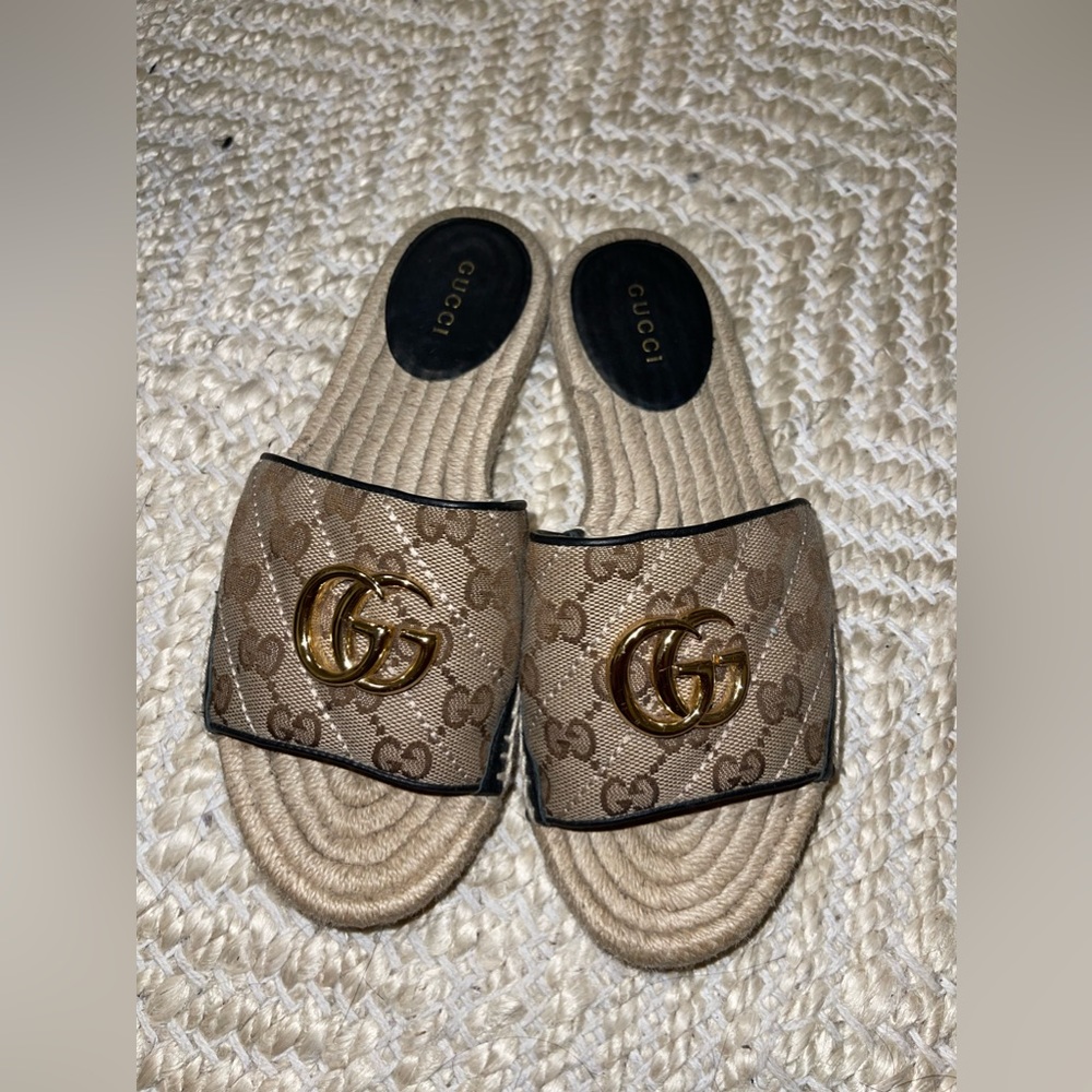 Gucci matelasse canvas espadrilles sandals